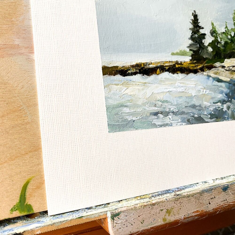 8x10 Maine Original Oil Seascape Painting Acadia Pine Coastal New England Signed - Picture 3 of 8